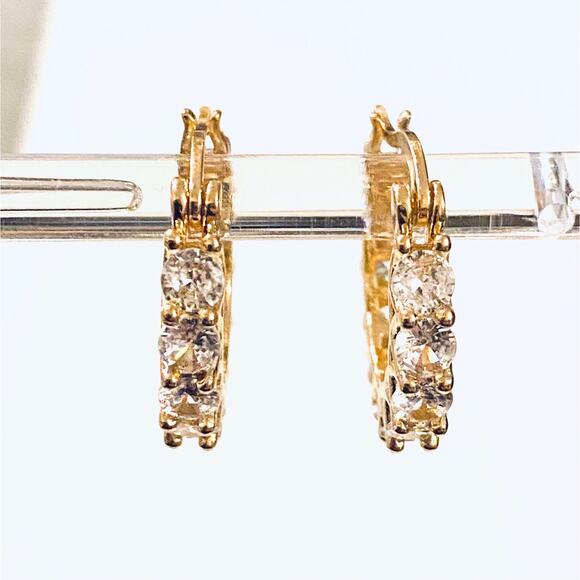 Rhinestone Hoop Earrings - Picture 2 of 3